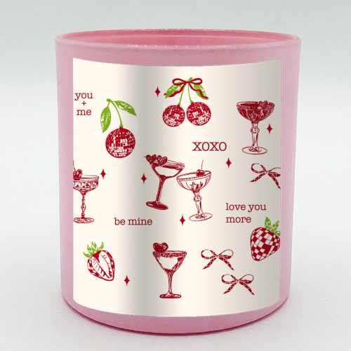 Valentines Coquette Cherry Disco Cocktail Illustration - scented candle by EZbie
