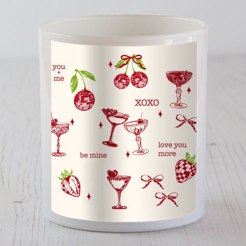 Valentines Coquette Cherry Disco Cocktail Illustration - scented candle by EZbie