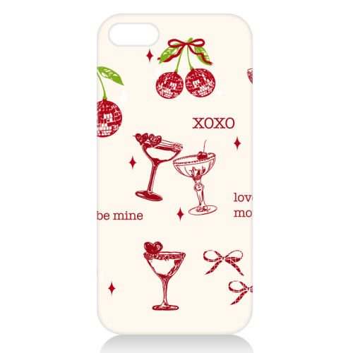 Valentines Coquette Cherry Disco Cocktail Illustration - unique phone case by EZbie