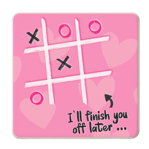 Valentine's Design | Naughty | Naughts and Crosses | Love | Rude - personalised beer coaster by Lisa Wardle