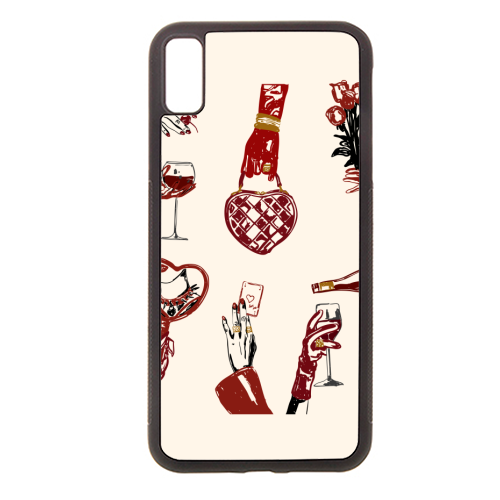 Valentine's Illustration: Hand with Roses, Champagne & Bag - stylish phone case by EZbie