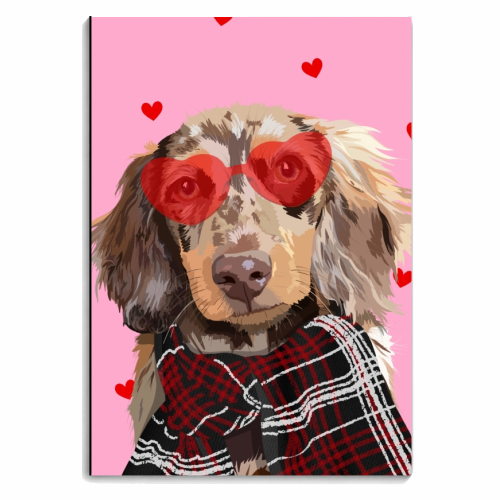 Valentine's sausage dog heart print - personalised A4, A5, A6 notebook by The Girl Next Draw