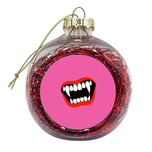 Vampire Kiss ( pink background ) - xmas bauble by Adam Regester