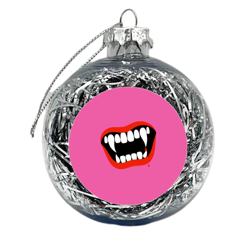 Vampire Kiss ( pink background ) - xmas bauble by Adam Regester