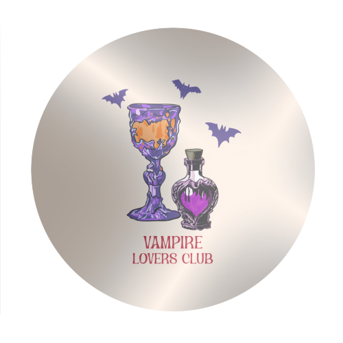 Vampire Lovers Club Gothic Halloween Illustration - Circle Sticker by EZbie