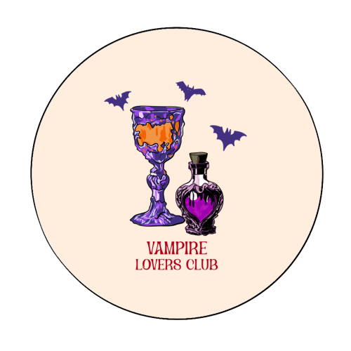 Vampire Lovers Club Gothic Halloween Illustration - Circle Sticker by EZbie