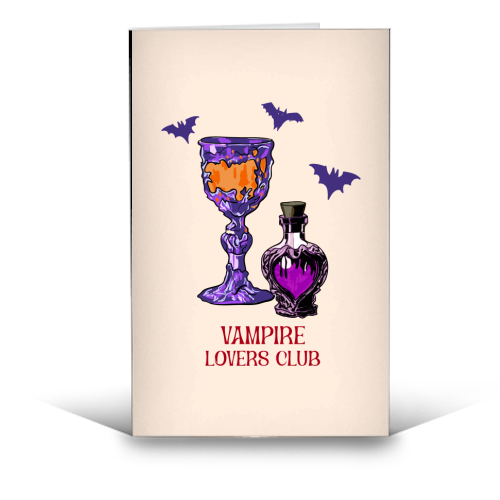 Vampire Lovers Club Gothic Halloween Illustration - funny greeting card by EZbie