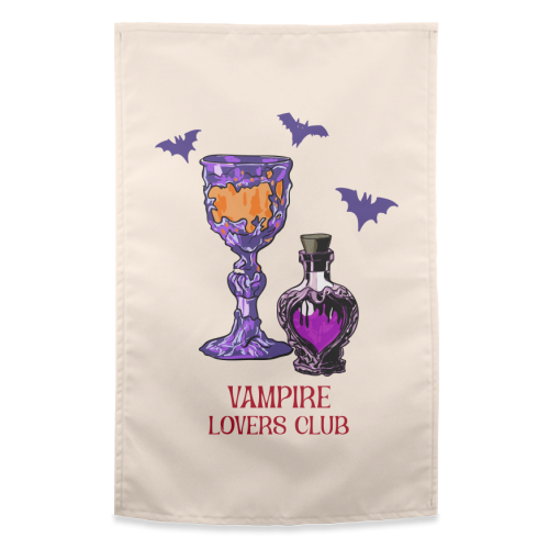 Vampire Lovers Club Gothic Halloween Illustration - funny tea towel by EZbie