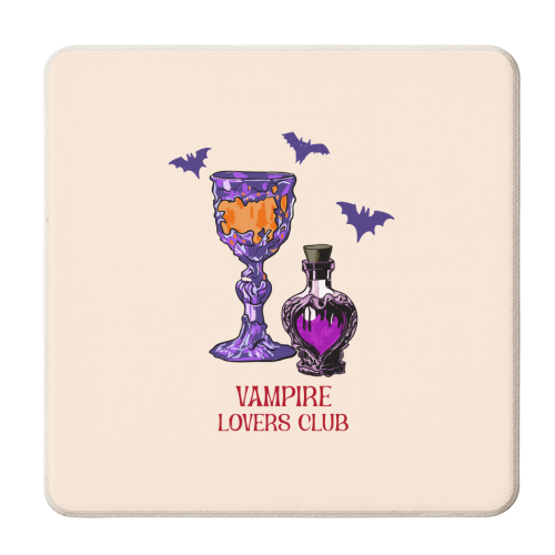 Vampire Lovers Club Gothic Halloween Illustration - personalised beer coaster by EZbie