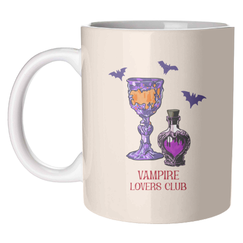 Vampire Lovers Club Gothic Halloween Illustration - unique mug by EZbie