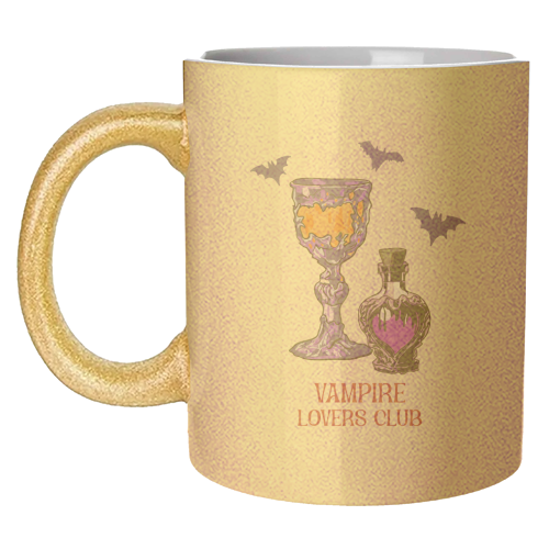 Vampire Lovers Club Gothic Halloween Illustration - unique mug by EZbie