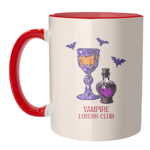 Vampire Lovers Club Gothic Halloween Illustration - unique mug by EZbie