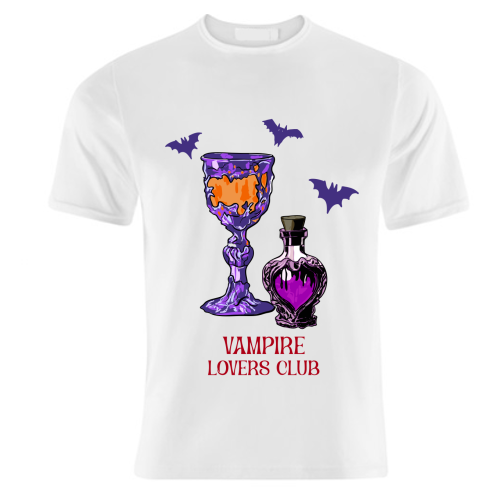 Vampire Lovers Club Gothic Halloween Illustration - unique t shirt by EZbie