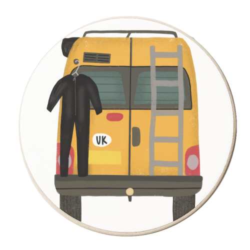 Vanlife Campervan Camping Illustration - personalised beer coaster by AbiGoLucky