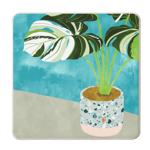 Variegated Monstera - personalised beer coaster by Uma Prabhakar Gokhale