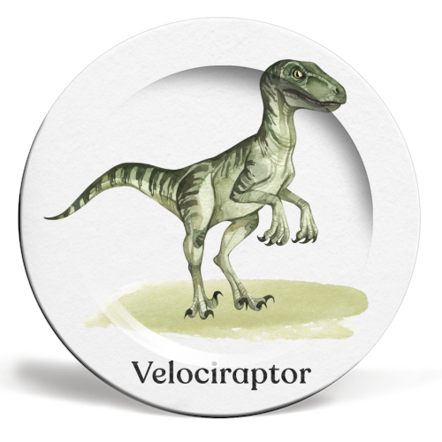 Velociraptor - ceramic dinner plate by Gal Design