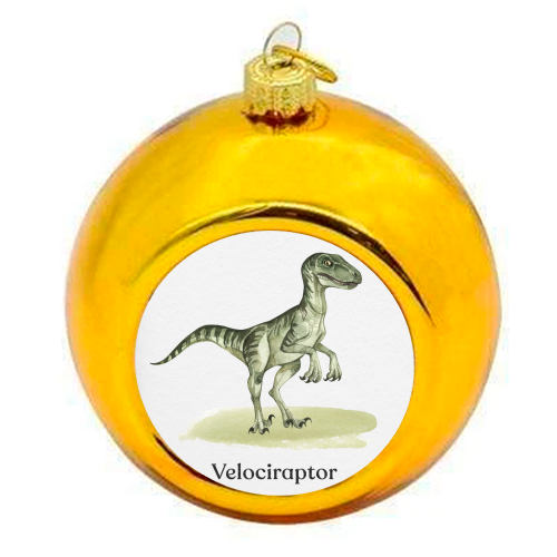 Velociraptor - colourful christmas bauble by Gal Design