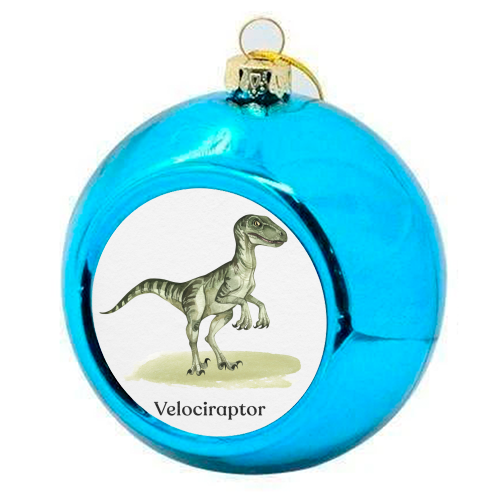 Velociraptor - colourful christmas bauble by Gal Design