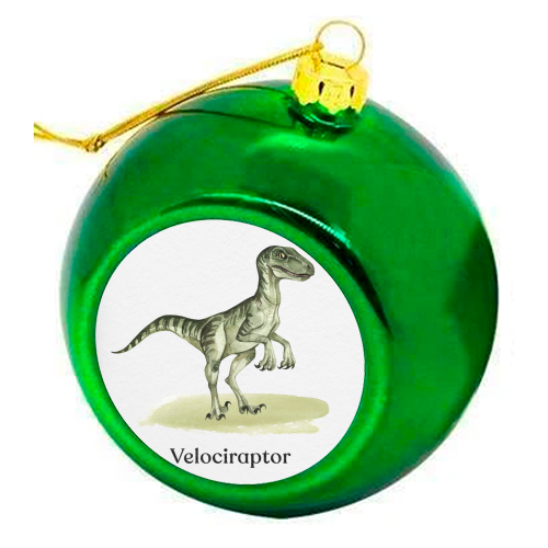 Velociraptor - colourful christmas bauble by Gal Design
