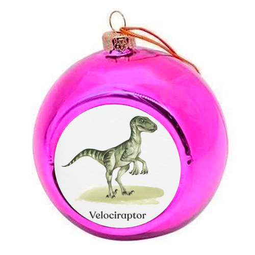 Velociraptor - colourful christmas bauble by Gal Design