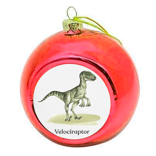 Velociraptor - colourful christmas bauble by Gal Design