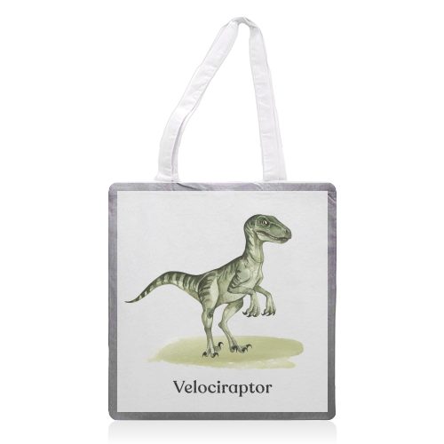 Velociraptor - printed canvas tote bag by Gal Design