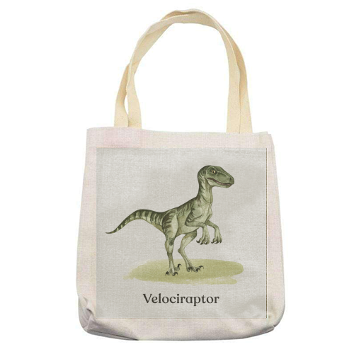 Velociraptor - printed canvas tote bag by Gal Design