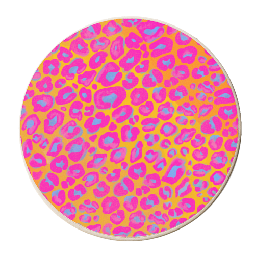 Vibrant pink leopard print - personalised beer coaster by PixieDrew