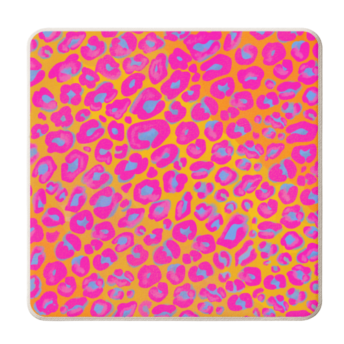 Vibrant pink leopard print - personalised beer coaster by PixieDrew