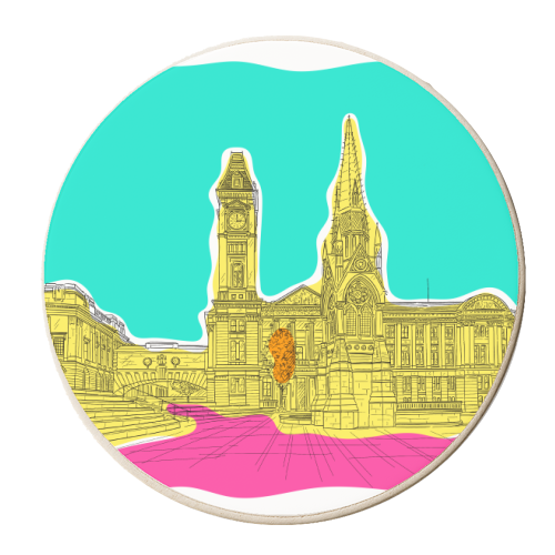 Victoria Square (Birmingham) In Colours - personalised beer coaster by Adam Regester
