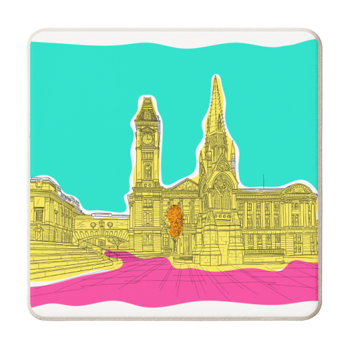 Victoria Square (Birmingham) In Colours - personalised beer coaster by Adam Regester