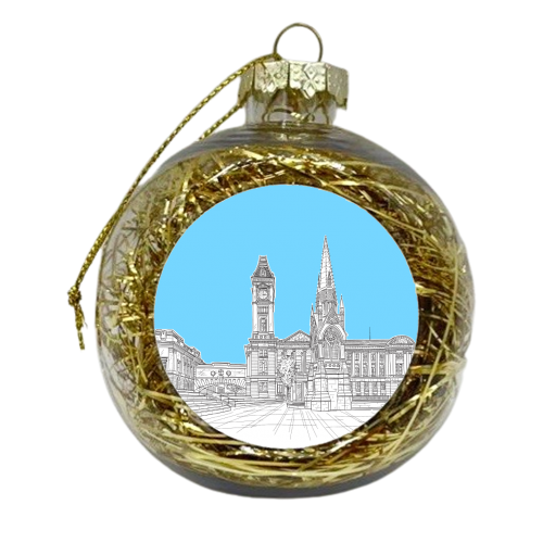 Victoria Square, Birmingham, UK (pale blue colour pop version) - xmas bauble by Adam Regester