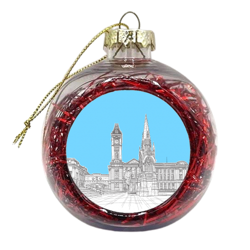 Victoria Square, Birmingham, UK (pale blue colour pop version) - xmas bauble by Adam Regester