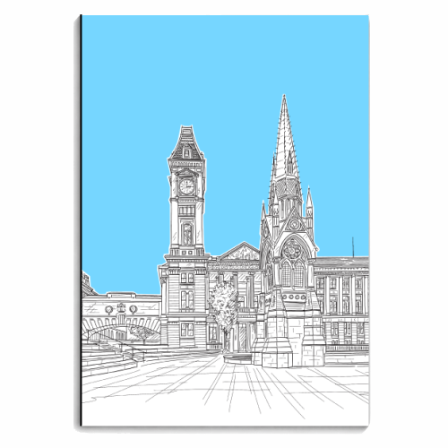 Victoria Square, Birmingham, UK (pale blue colour pop version) - personalised A4, A5, A6 notebook by Adam Regester