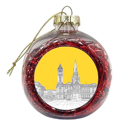 Victoria Square , Birmingham , UK (yellow version) - xmas bauble by Adam Regester