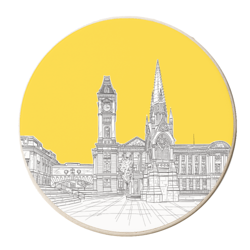 Victoria Square , Birmingham , UK (yellow version) - personalised beer coaster by Adam Regester