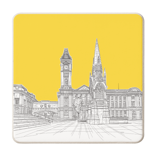 Victoria Square , Birmingham , UK (yellow version) - personalised beer coaster by Adam Regester