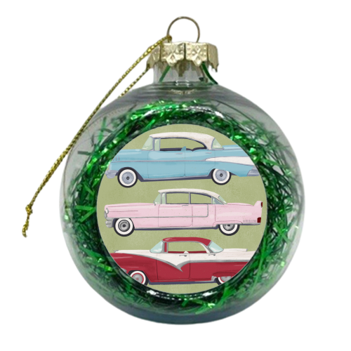 Vintage American Cars - xmas bauble by Sarah Wilkinson