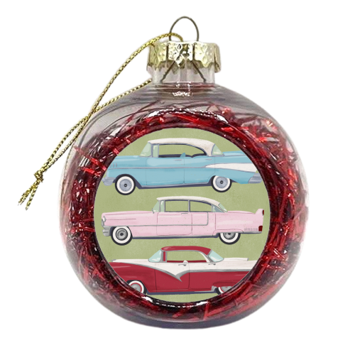 Vintage American Cars - xmas bauble by Sarah Wilkinson