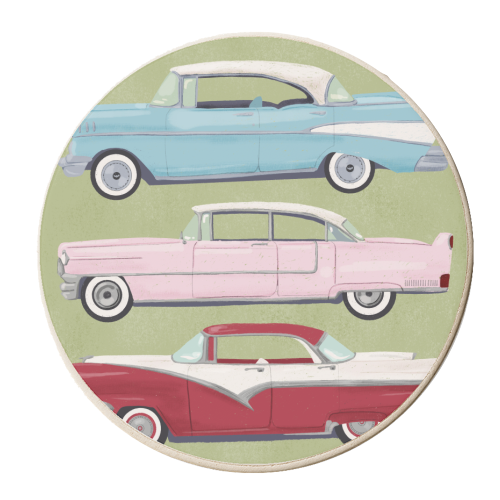 Vintage American Cars - personalised beer coaster by Sarah Wilkinson