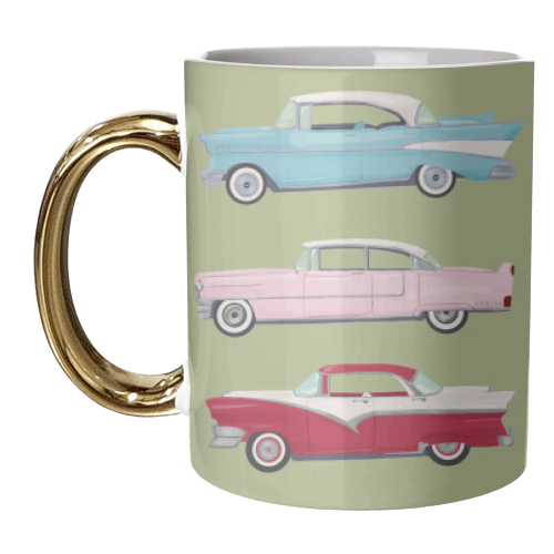 Vintage American Cars - unique mug by Sarah Wilkinson