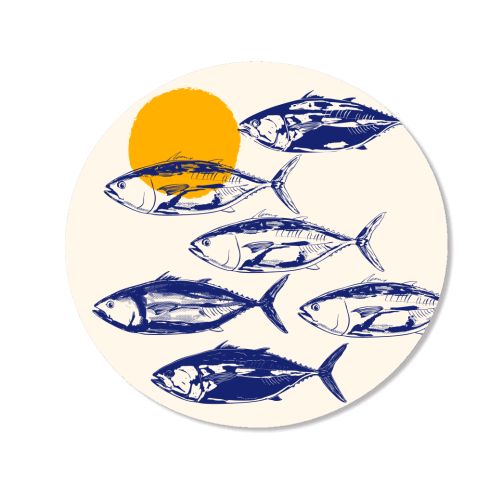 Vintage Blue Tuna Minimalist Illustration - Magnet by EZbie