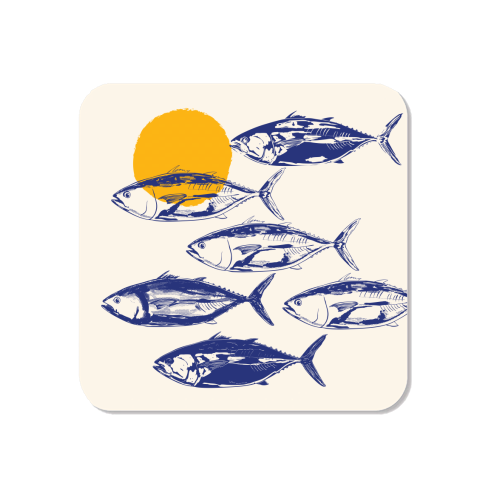 Vintage Blue Tuna Minimalist Illustration - Magnet by EZbie