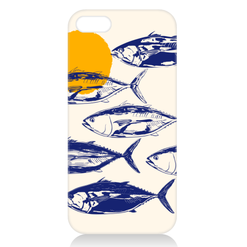 Vintage Blue Tuna Minimalist Illustration - unique phone case by EZbie