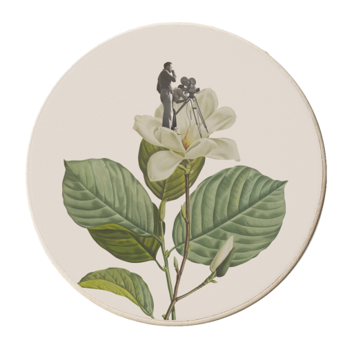 Vintage cameraman - personalised beer coaster by Frida Floral Studio