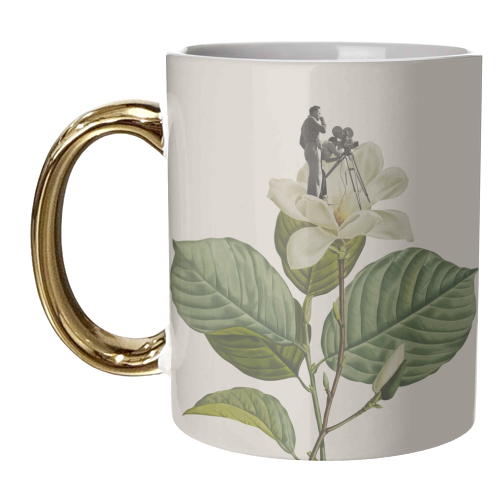 Vintage cameraman - unique mug by Frida Floral Studio