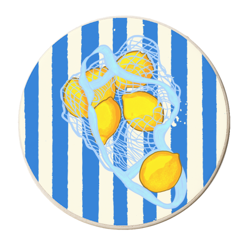 Vintage Citrus Lemons - personalised beer coaster by EZbie