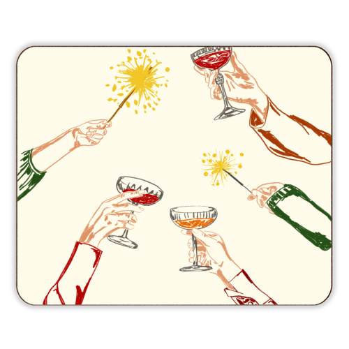 Vintage Holidays Cocktail Cheers Illustration - designer placemat by EZbie