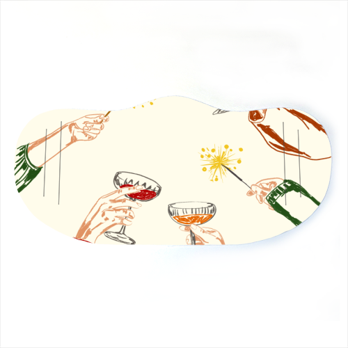 Vintage Holidays Cocktail Cheers Illustration - face cover mask by EZbie