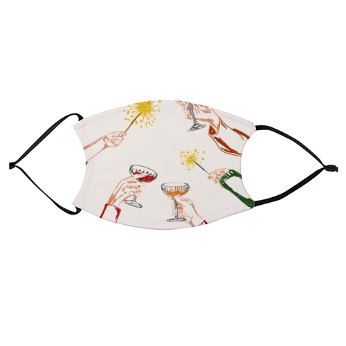 Vintage Holidays Cocktail Cheers Illustration - face cover mask by EZbie